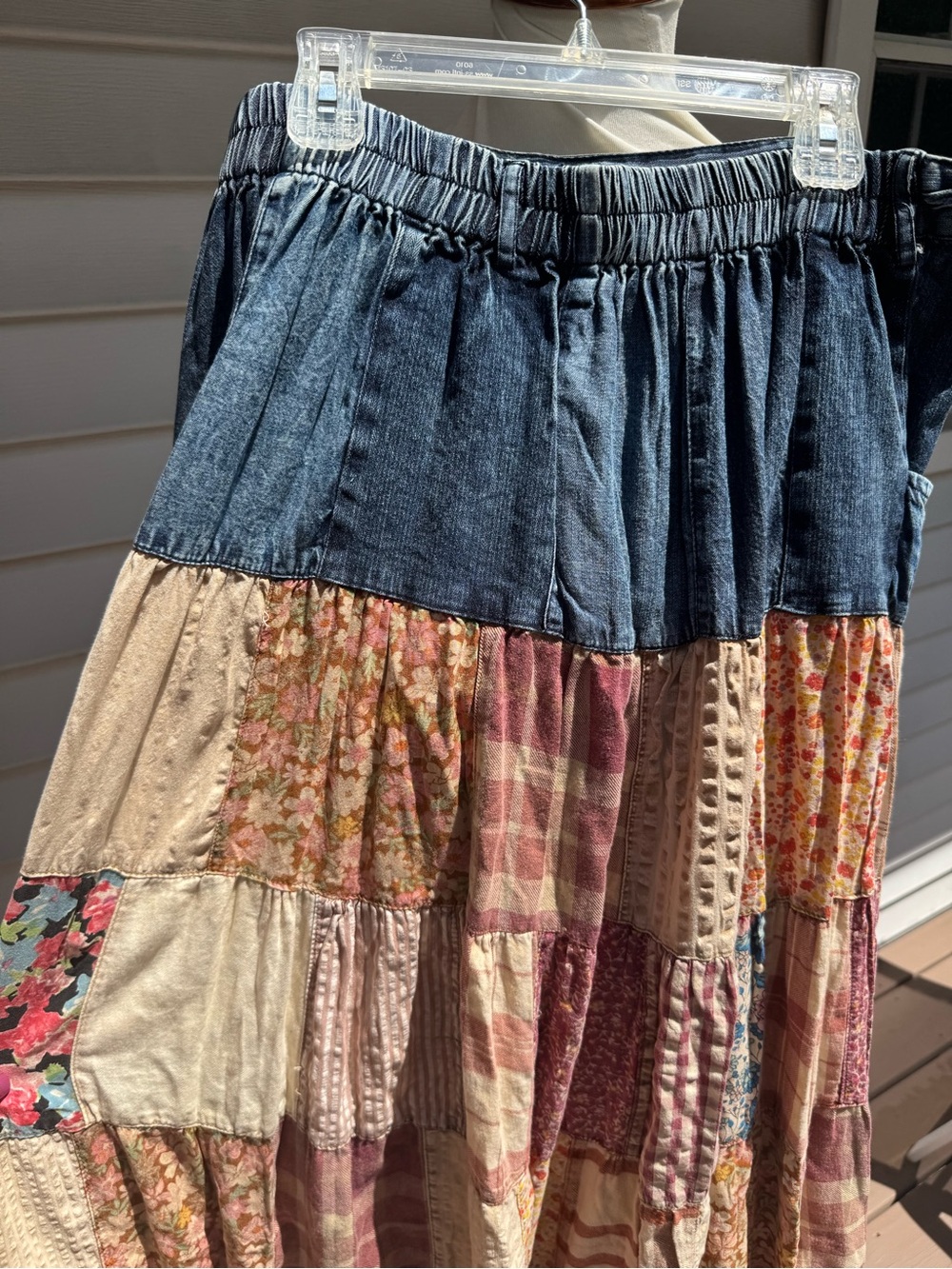 Bohemian Patchwork Denim BoHo skirt young threads - Picture 2 of 11